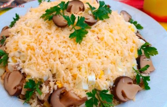 салат, цыпленок, грибами