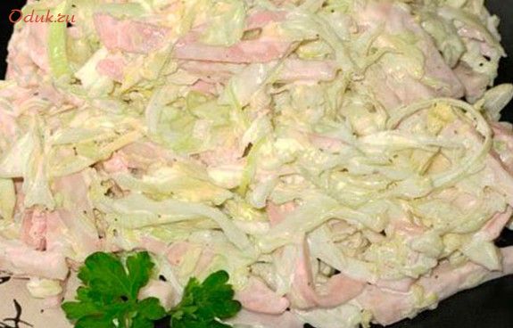 салат, гомельчанка, колбасой, капуста