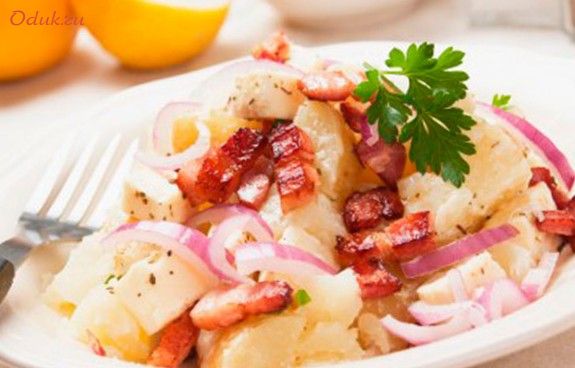картофельный, салат, беконом, жир, бекон