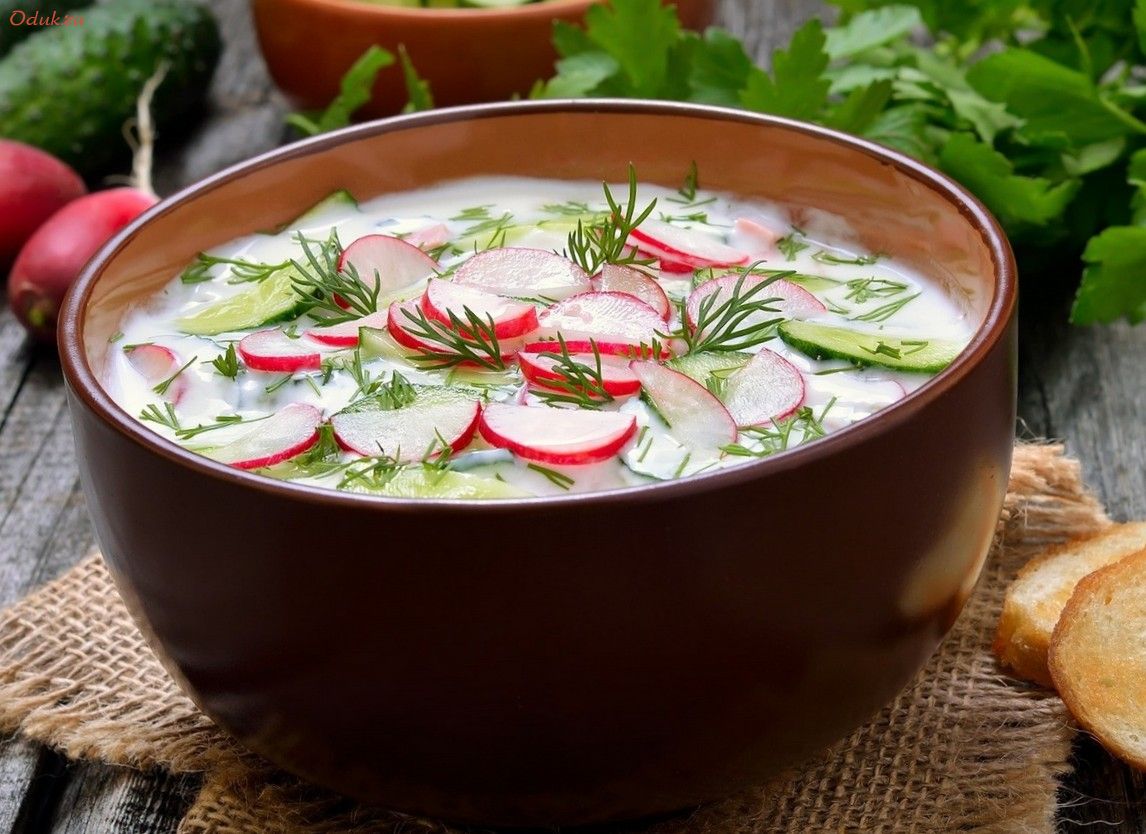 окрошка, редисом, свежей