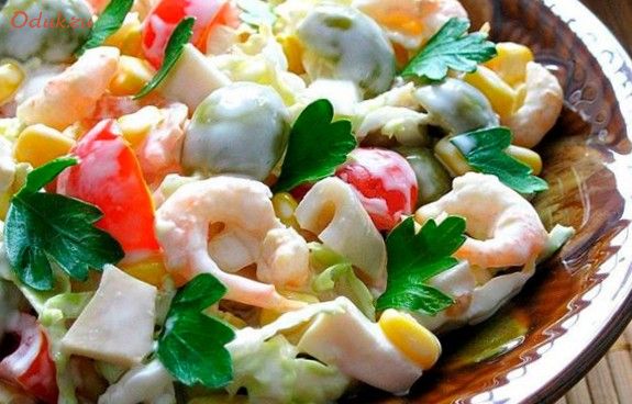 салат, креветками