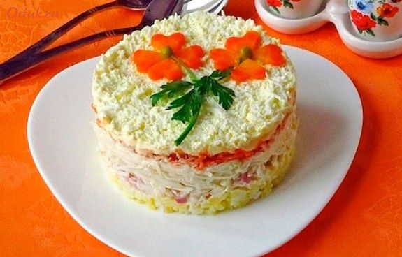 слоеный, салат, курицей