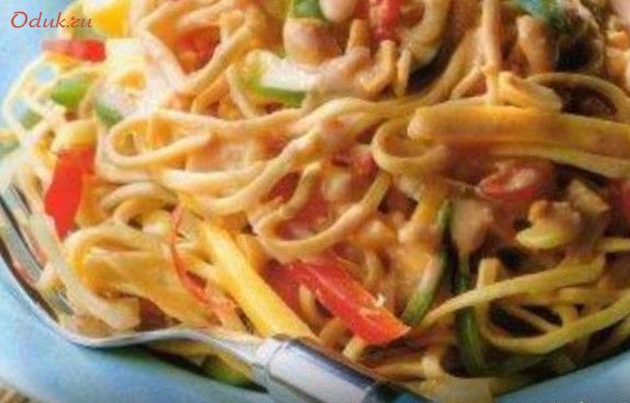 китайский, салат, манго, лапша