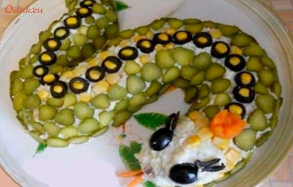 новогодний, салат, змейка