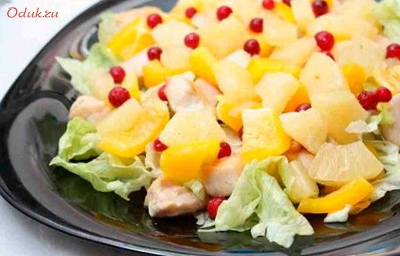 несложный, салат, ананасом