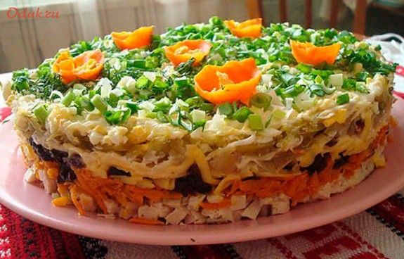 салат, слоеный, черносливом, свинина салат, слоеный, черносливом, свинина