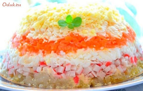 слоеный, крабовый, салат