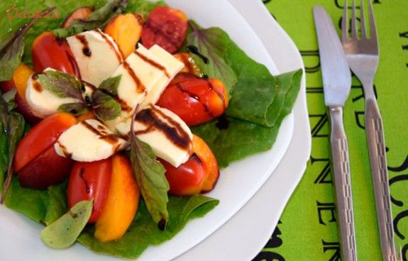 уникальный, салат, персиками уникальный, салат, персиками