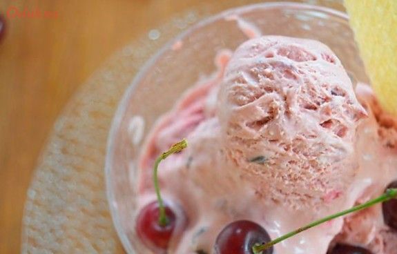 сливочное, мороженое, вишней, вишня