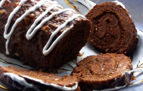 бисквитный, рулет, кремом