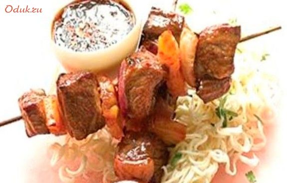 азиатский, шашлык, говядины, лапша