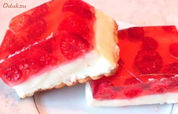 десерт-желе, творогом, печеньем, творог