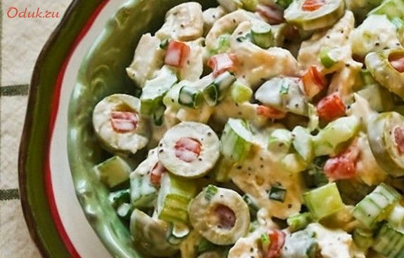 салат, курицей, оливками