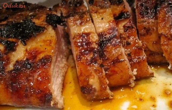 запеченная, телятина, бекон