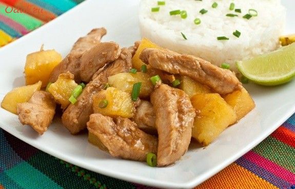 курица, соленая, ананасом
