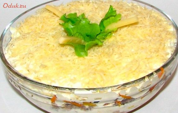 салат, шампиньонов, сардины