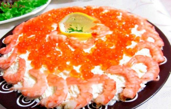 салат, морской, кальмарами