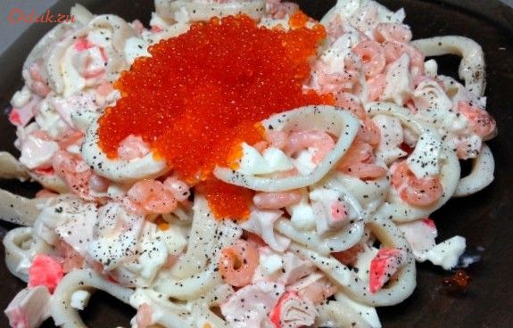 салат, нептун, кальмарами