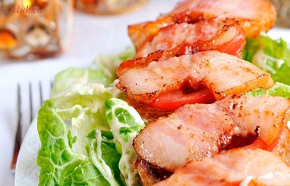 теплый, салат, жир, бекон