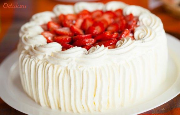 торт, клубникой