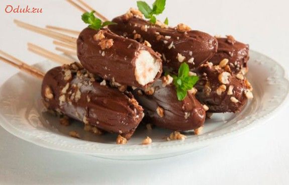 эскимо, банана, шоколаде