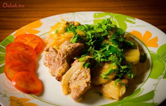 картофель, свининой, по-французски, свинина