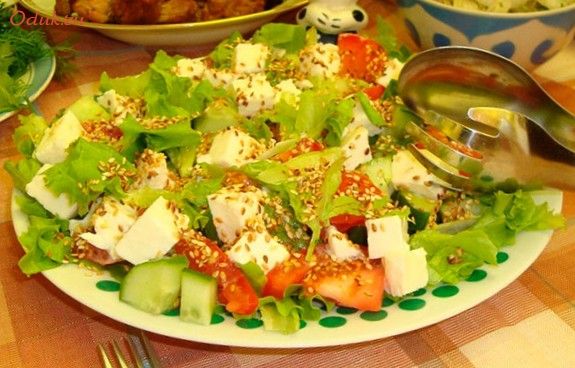 овощной, салат, бужениной