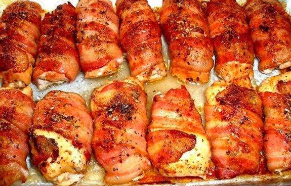 рулетики, куриной, грудки, бекон