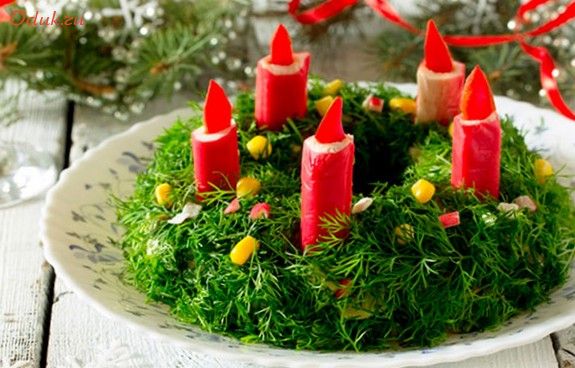 салат, рождественский, венок салат, рождественский, венок