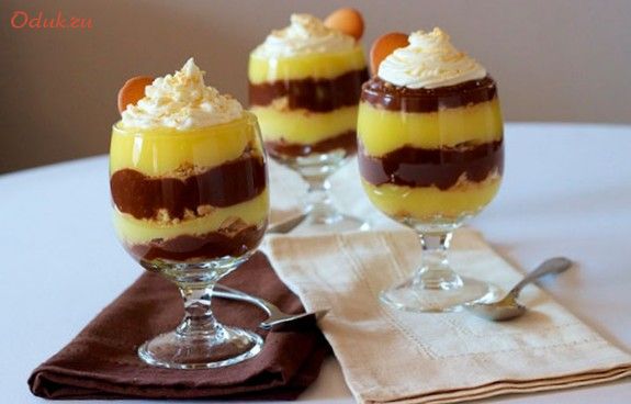 ванильно-шоколадный, пудинг, десерт