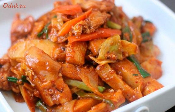 острая, курица, болгарским