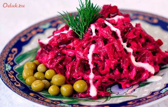 свекольно-яблочный, салат, творог