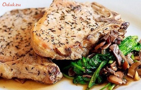 свинина, рукколой, грибами свинина, рукколой, грибами