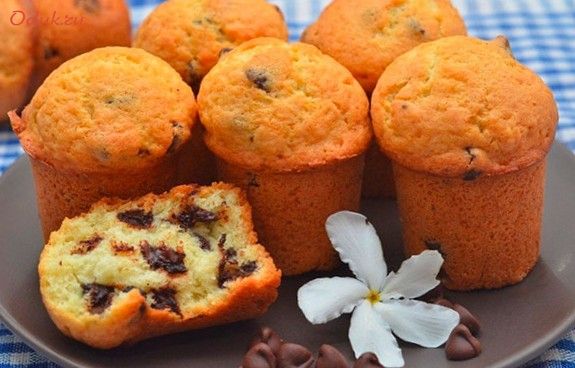 ванильные, маффины, шоколадными
