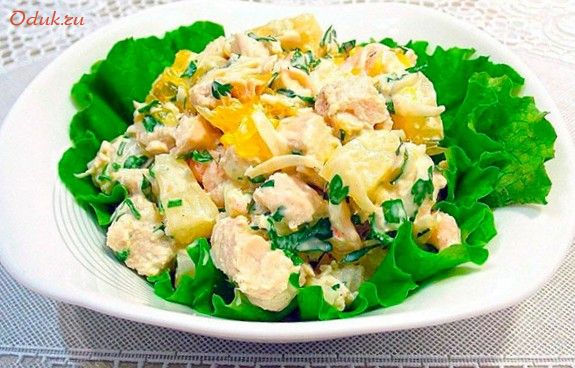 салат, ананас, копченым, киви