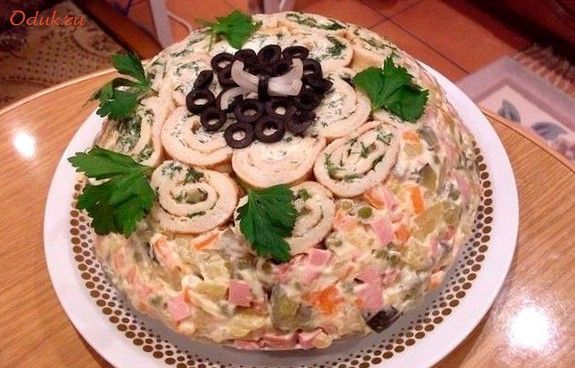 салат, оливье, рулетами салат, оливье, рулетами