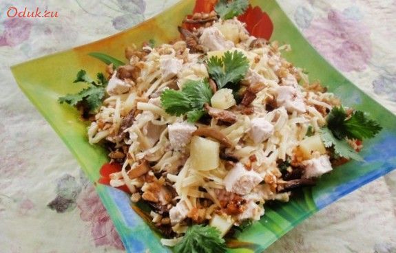 салат, сытый, шампиньонами