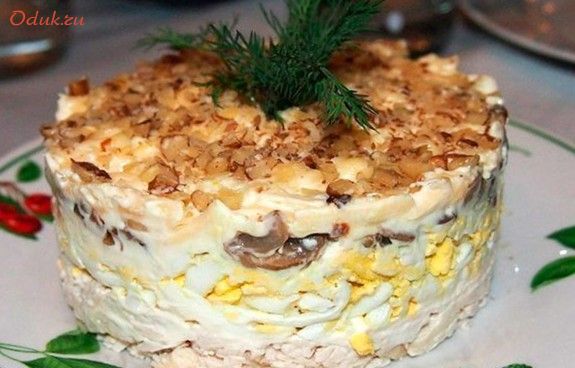слоеный, салат, куриным