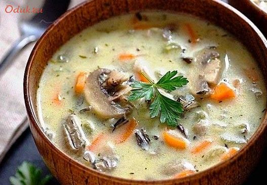 грибной, сливочный, рисом