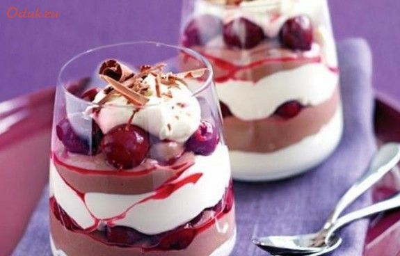 слоеный, десерт, геометрия, вишня