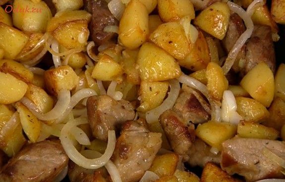 картофель, запеченный, свинина