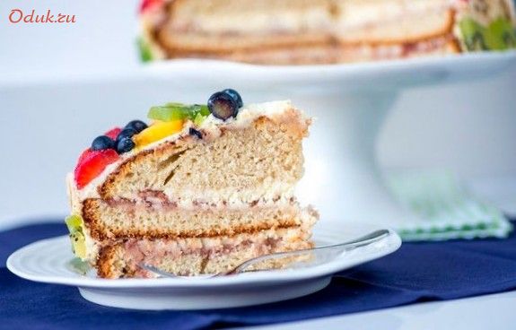 норвежский, торт, фруктами, киви