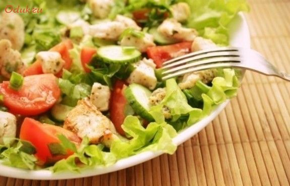 салат, свежих, огурцов