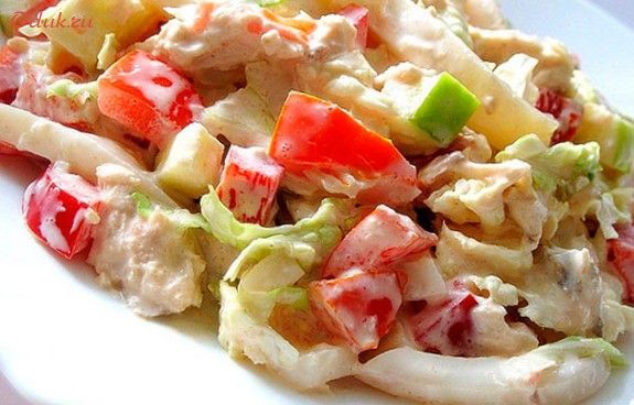 салат, курицей, кальмарами, капуста