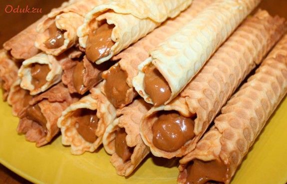 вафельные, трубочки, кремом