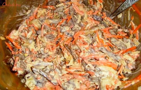 салат, куриных, сердечек