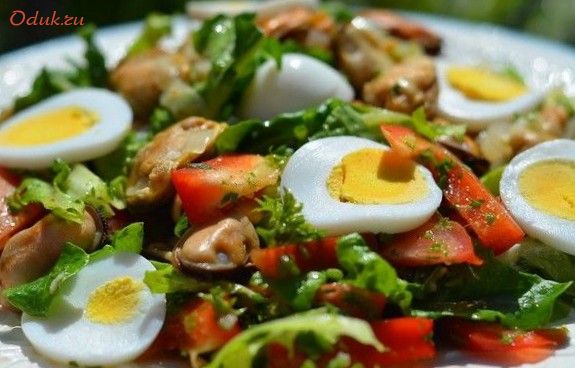 салат, мидиями, жир