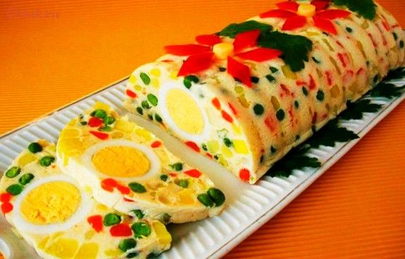 салат-желе, ветчиной, яйцом салат-желе, ветчиной, яйцом