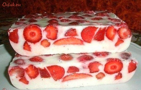 заливной, десерт, клубника, киви