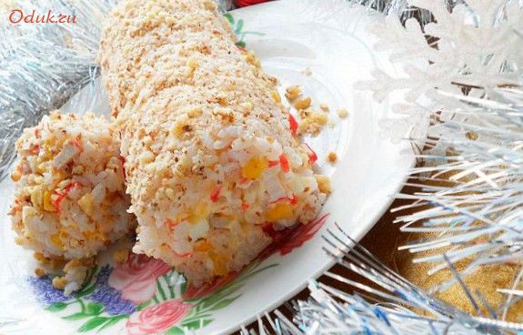 крабовый, салат-рулет, грецкими, пищевой